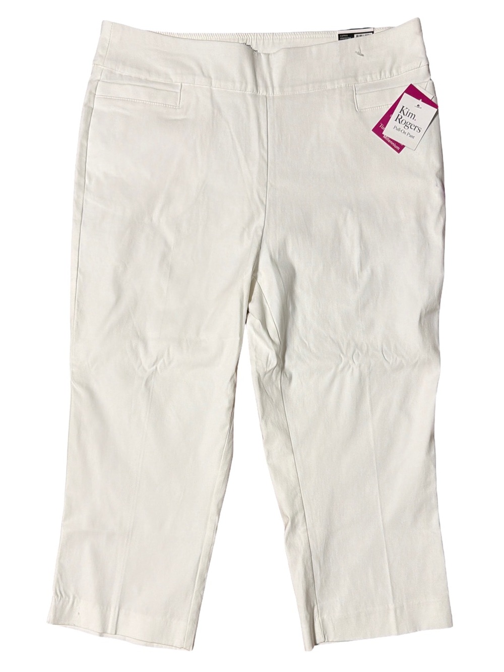 Kim Rogers White Pull-on Tummy Control Capri  Pants